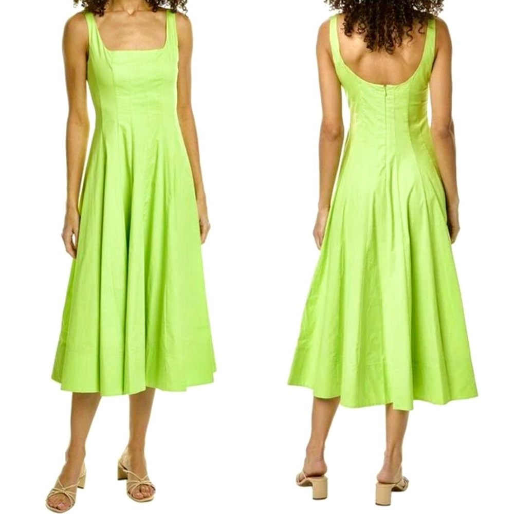 🌺🎉HP🎉🌺 NWT Staud Wells Midi Dress Lime - Picture 9 of 16